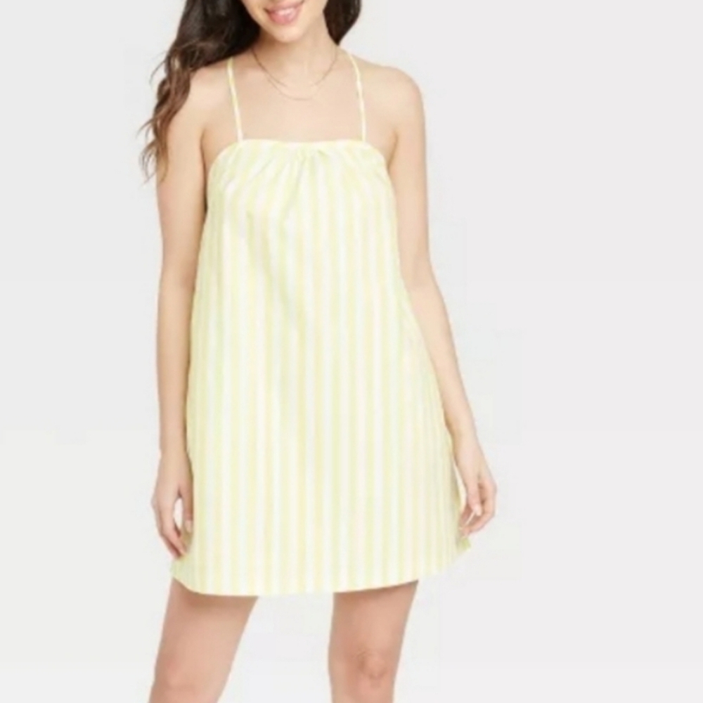 A New Day Sleeveless Shift Mini Dresses Striped w/Tie Back XS